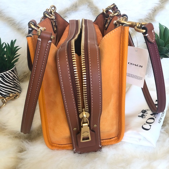 Authentic Brand New Coach Rogue 25 C5575 In Colorblock Brass/Papaya Multi - Picture 6 of 15